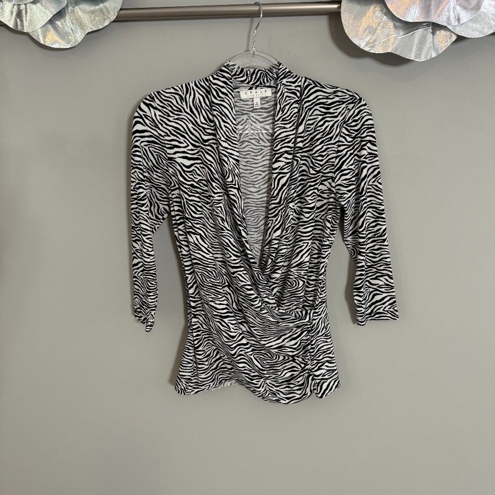 Chaus Zebra Print Blouse Size Small